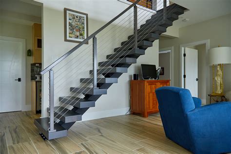 Cable Railing On Ash Floating Stairs Viewrail