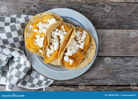 Mexican Potato Stew Tacos With Fresh Cheese Stock Photo Image Of