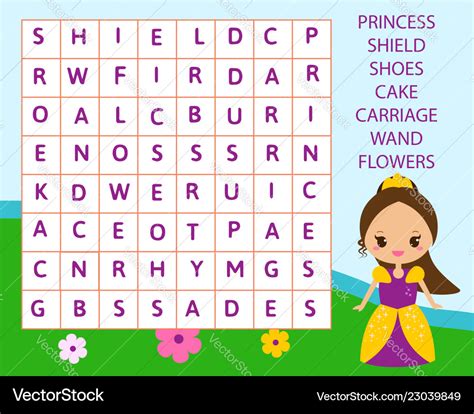 Educational Game For Children Word Search Puzzle Vector Image