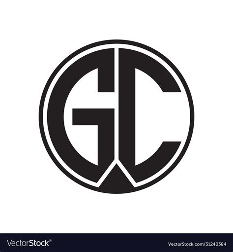 Gc Logo Monogram Circle With Piece Ribbon Style Vector Image