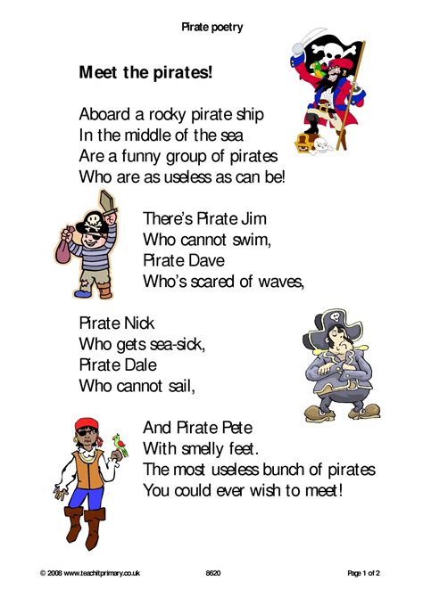 Why does it take pirates so. Pirate Poems
