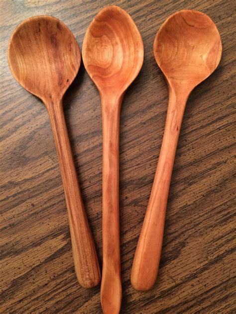 Hand Carved Cherry Wood Spoons Rubbed With Flaxseed Oil Carved By Joey Grant