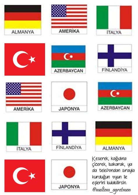 Uzaktan eğitim okul öncesi 23 nisan haftası bülten eki ülke bayrakları