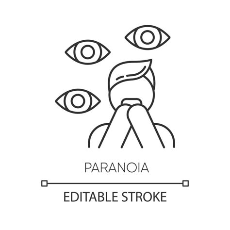 Paranoia Linear Icon Panic Attack Scared Person Fear And Phobia