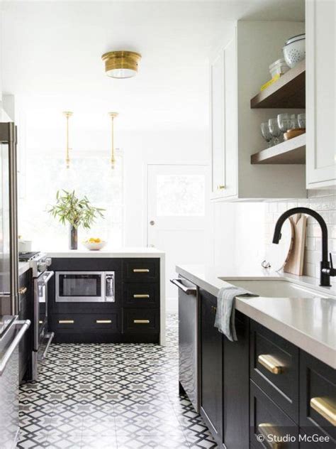 Before & after | classic white kitchen makeover. These black, white and gold appliances mimic the colors in ...