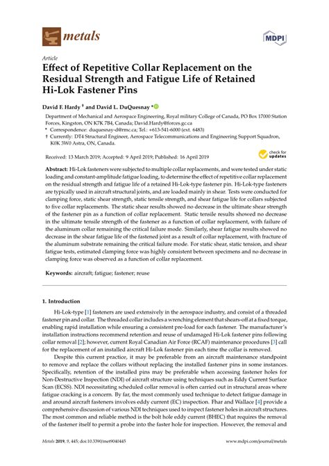 Pdf Effect Of Repetitive Collar Replacement On The Residual Strength