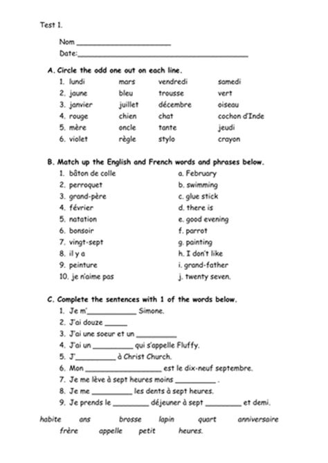 Ks3 French End Of Year Revision Test By Hb38 Teaching Ks3 French