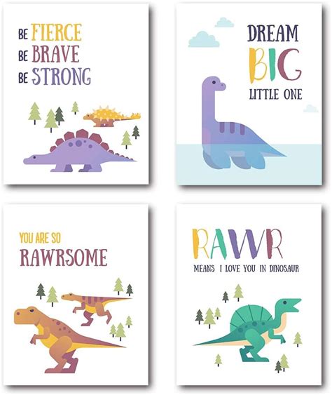 Xuwell Inspirational Quotes Dinosaur Wall Art Prints Boy Ts For