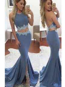 2017 Prom Dresses Two Pieces Prom Dress Backless Prom Dress Mermaid