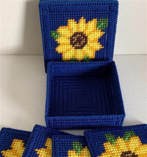 Sunflowers Coasters 2 Sets Pdf Pattern Pdf Download Etsy Plastic