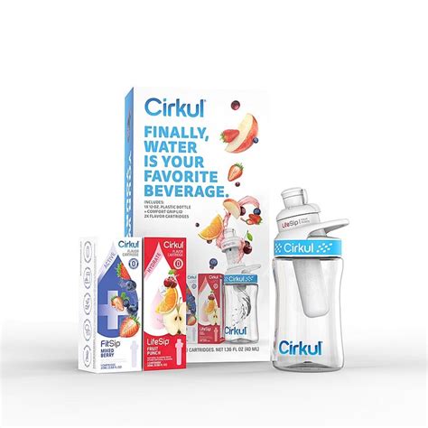 Cirkul Starter Kit With 12 Oz Plastic Bottle And 2 Flavor Cartridges