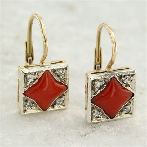 Red Coral Earrings In 14k Gold Coral Dangle Earrings Coral Etsy