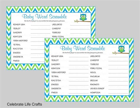 Baby Shower Word Scramble Game And Answer Key Printable Baby Shower