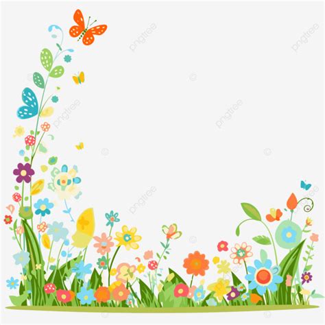 Springtime Border Clipart Cute Flower Border Design Vector Cartoon