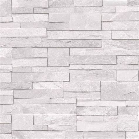 Grandeco Stone Brick Effect White Wallpaper A17201 Stone Wallpaper