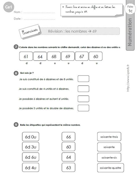 Exemples De Modèles Ecrire Les Nombres En Lettres Cp Exercices