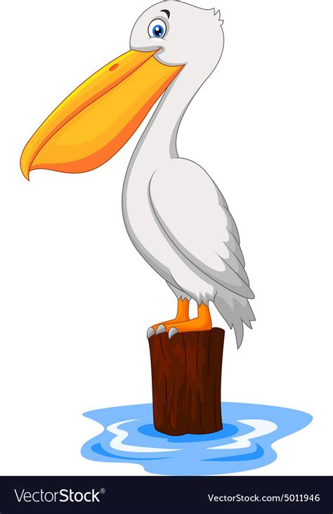 Cartoon Pelican In Bay Royalty Free Vector Image