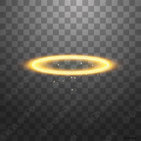 Golden Halo Angel Ring Isolated On Black Transparent Background Vector