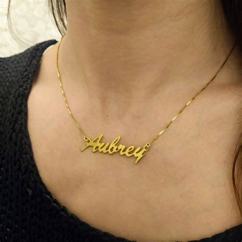 14k Real Gold Name Necklace Gold Cursive Necklace 14k Etsy