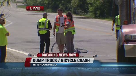 bicyclist hit by dump truck in brookfield youtube