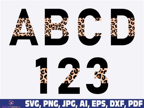 Half Leopard Font Svg Leopard Cheetah Half Print Font Letters Etsy
