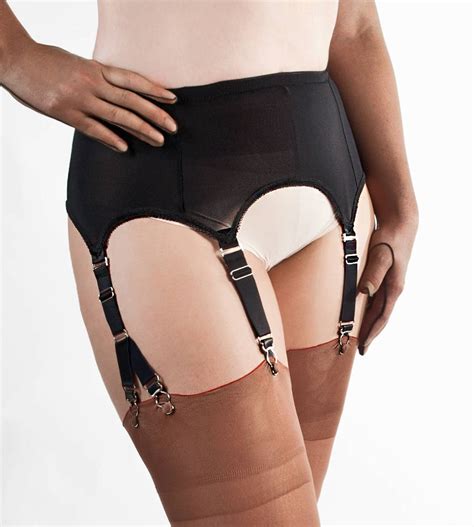 nylon power mesh garter belt suspender belt with 6 straps and 8 clips for stockings etsy
