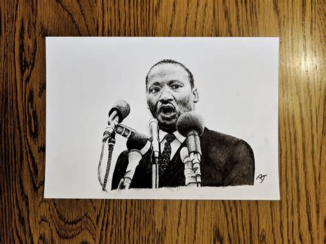 Original Ink Drawing Martin Luther King Jr Speech Etsy