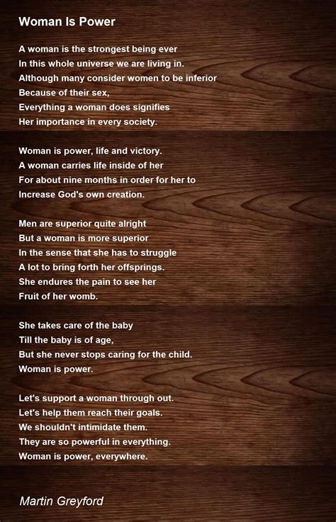 Woman Is Power Woman Is Power Poem By Martin Greyford