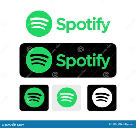 Spotify Lensemble De Vecteur De Logo Sur Le Fond Blanc Et Noir Photo