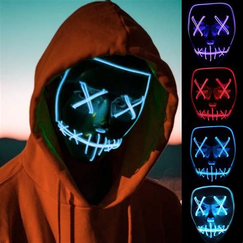 Cosplay Glowing In The Dark Mask Scary Halloween Mask Led Light Up Led