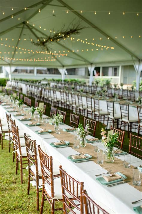 3 Rows Of Long Guest Tables Under A 40x80 White Top Tent Wedding