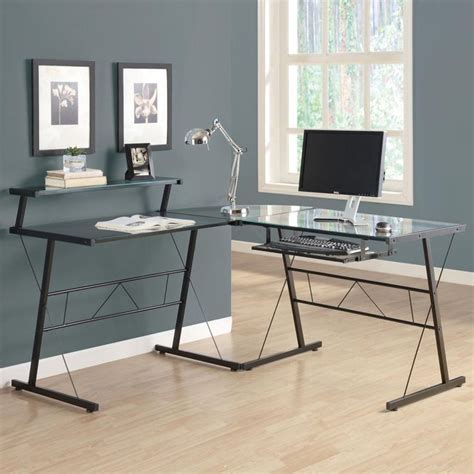 Glass L Shaped Computer Desk Idaes With Images Glass Computer Desks Glass Desk Home Office