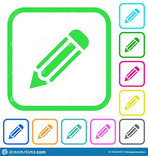 Single Pencil Vivid Colored Flat Icons Icons Stock Vector