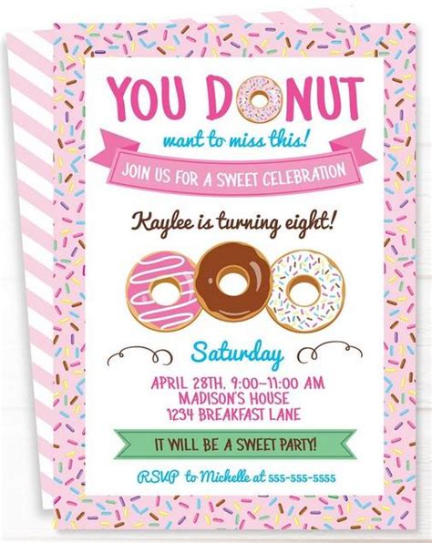 printable donuts invitation templates drevio