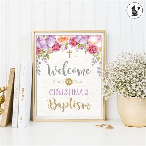 Baptism Welcome Sign Floral Welcome Sign Christening Etsy Baby
