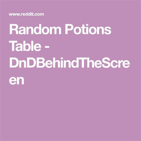The Words Random Points Table Dnd Behind The Screen En In White On A
