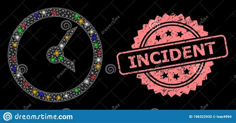 Distress Incident Stamp And Network Clock With Glare Spots Stock Vector