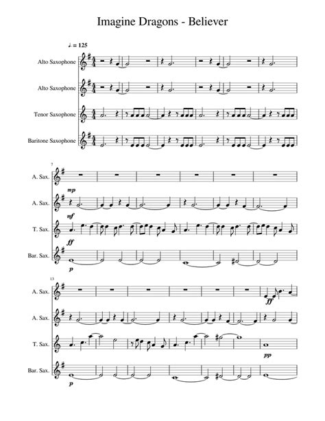 Imagine Dragons Believer Remastered Sheet Music For Alto