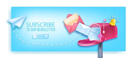 Subscribe To Our Newsletter Vector D Banner Open Mailbox Paper