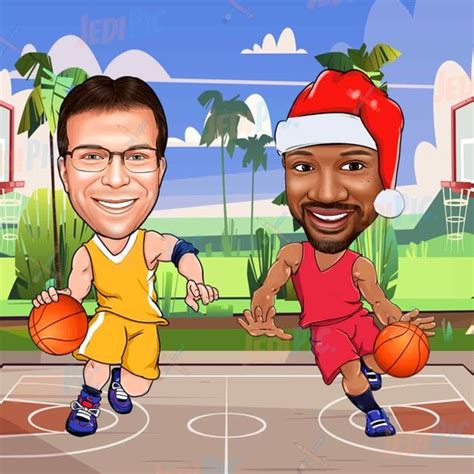 Custom Basketball Caricature From Photo Personalized Artwork For