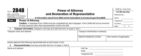 Power Of Attorney Form Irs 2848 Instructions Power Of Attorney Forms