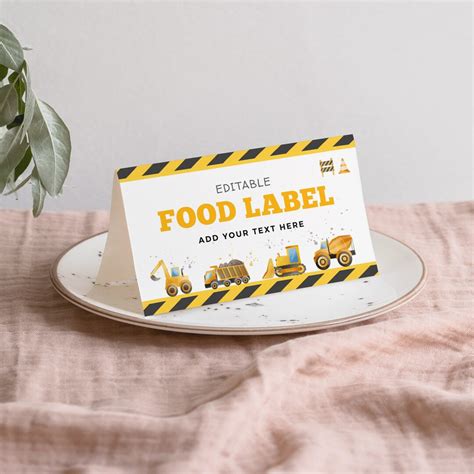 Editable Dirty 3rdy Birthday Food Label Construction Party Folded Card