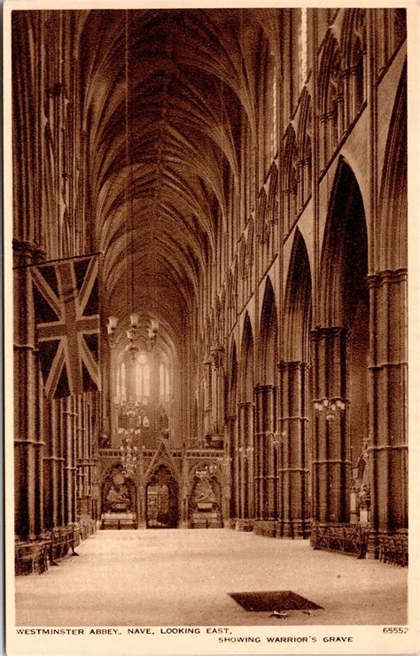 Westminster Abbey Nave Looking East Showing Warriors Grave Antique