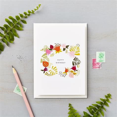 Sending birthday ecards is a great way to let friends and loved ones know that you are thinking of them on their special day. Tropical Abstract Happy Birthday Card Orange | Lucy Says I Do