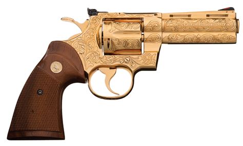 Colt Python Revolver Tom Hartliep Engraved And Gold Plated Rock