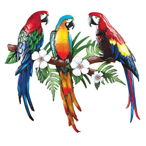 New Tropical Paradise Island Birds Macaw Parrot Wall Art Sculpture 23