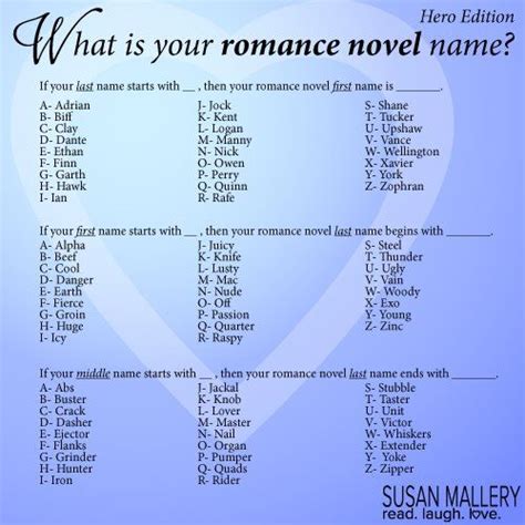 Romance Novel Name Funny Names Romance Novels Names