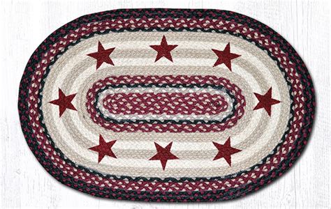 Op 344 Burgundy Stars Oval Rug The Braided Rug Place