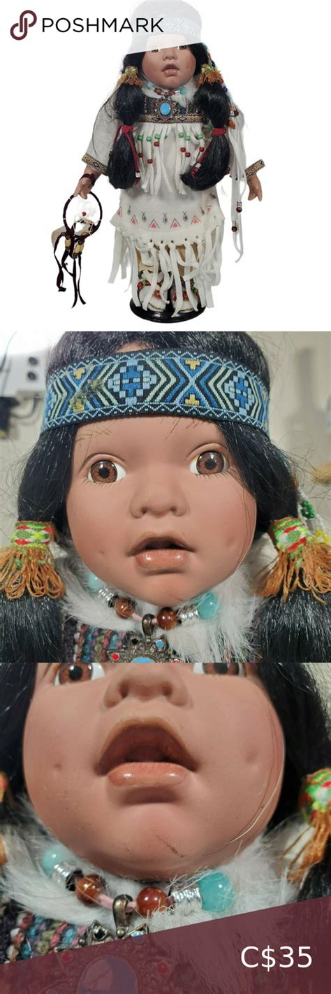 cathay collection native american indian porcelain doll 16 dreamcatcher stand in 2022 native