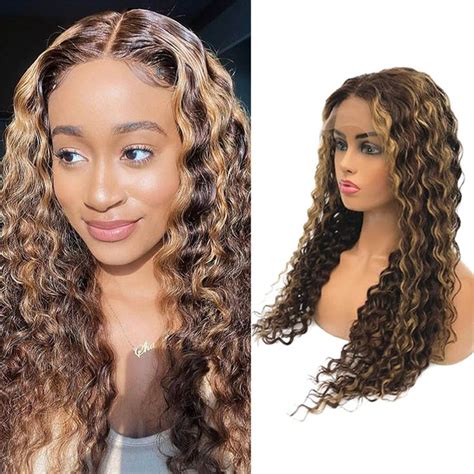 Honey Blond Highlight Piano Color P4 27 Water Wave 13x4 Lace Frontal